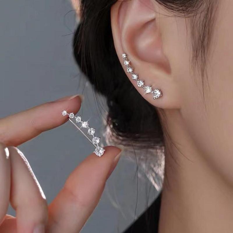 Korean Fashion Seven Star Zircon Earrings For Women Jewelry Trending New Luxury Women s Crystal Stars Stud Earrings Gifts серебряный