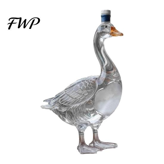 Amber Liquid Display Decanter 3D Animal Whiskey Decanter, 350ml Decorative Bottle, Glass Bird Liquor Design Bottle Artistic for Wine Spirits Home Bar