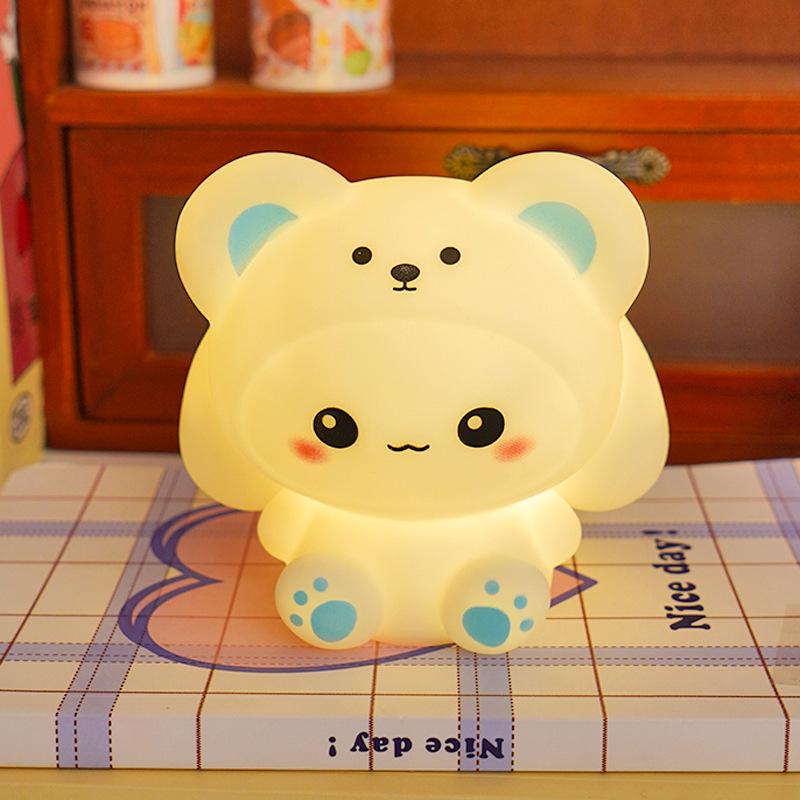 Creative Heart Bear Night Light - Cute Bedroom Lamp & Pinchable Luminous Toy, Perfect Qixi Gift for Girlfriend