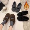 Winter New Platform Woolen Velvet Light Mouth Single Shoes Women's Brown Velcro Mary Jane Wool Cotton Shoes