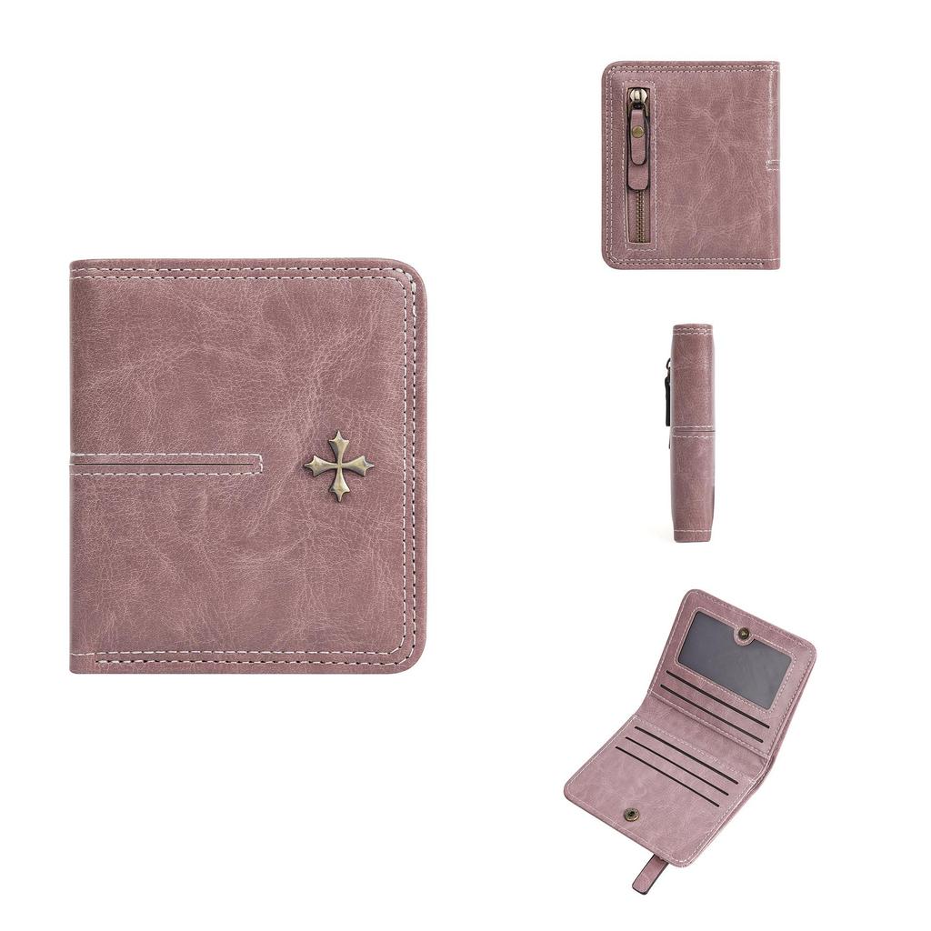 Baellerry Women's Fashion Short Wallet - Multi-Card Slot, Two-Fold, Zipper Coin Purse
