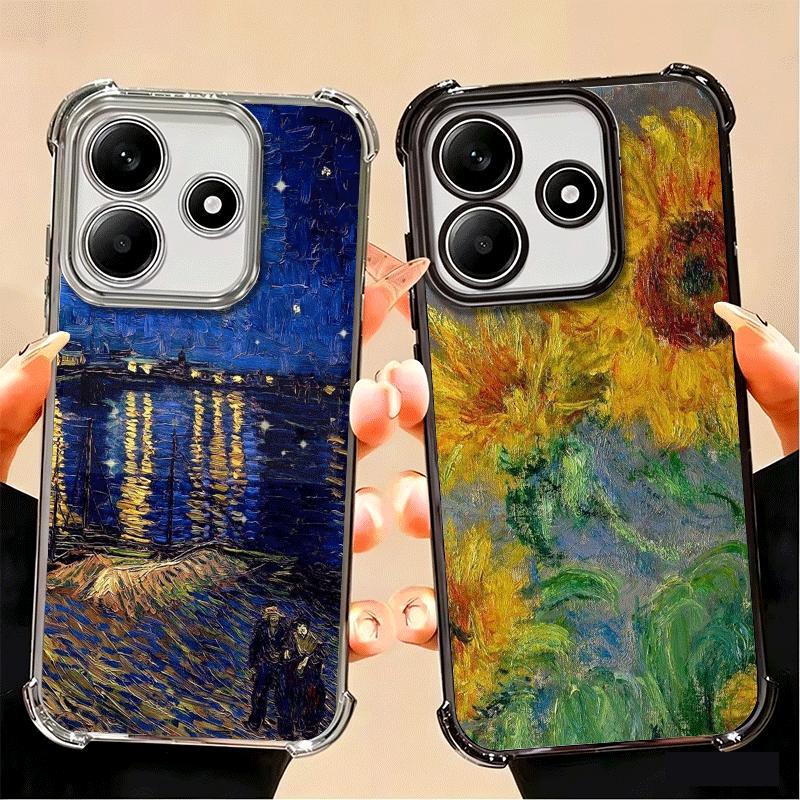 Van Gogh Ölgemälde Ästhetik Vergoldetes Handyhülle Für Xiaomi Poco X5 X6 X7 X8 Pro Max F8 Ultra F7 M8 M7 M5S Redmi 15C 15 14C 1