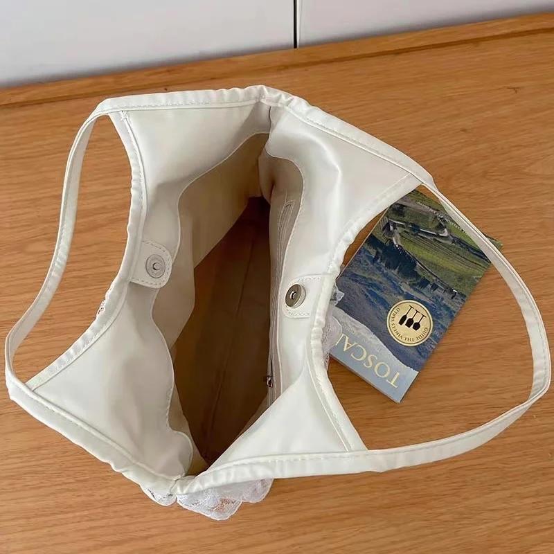 Summer Leisure Vacation Backpack Fairy Lace Shoulder Beach Bag Lace Mesh Tote Bag Underarm Shoulder Satchel Capacity Women's Bag