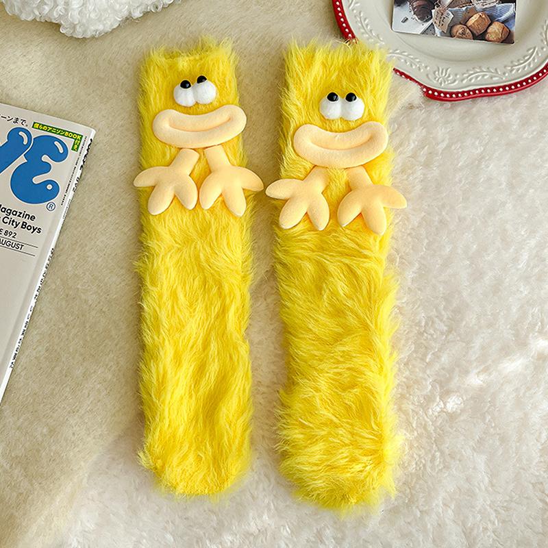1 Paar Grappige Monstersokken Meisjes Herfst Winter Warm Koraal Fleece Vloersokken Koppel Slaapsokken Pluizige Sokken Leuke Sokken Cadeaus