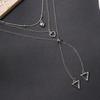 Silver Love Necklace, New Jewelry, Niche Light Luxury, Geometric Diamond Pendant, Women's Multi-layer Sweater Chain
