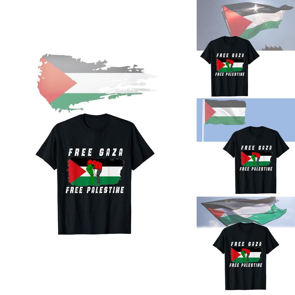 Free Palestine Cartoon Anime Short Sleeve T-shirt For Teenagers