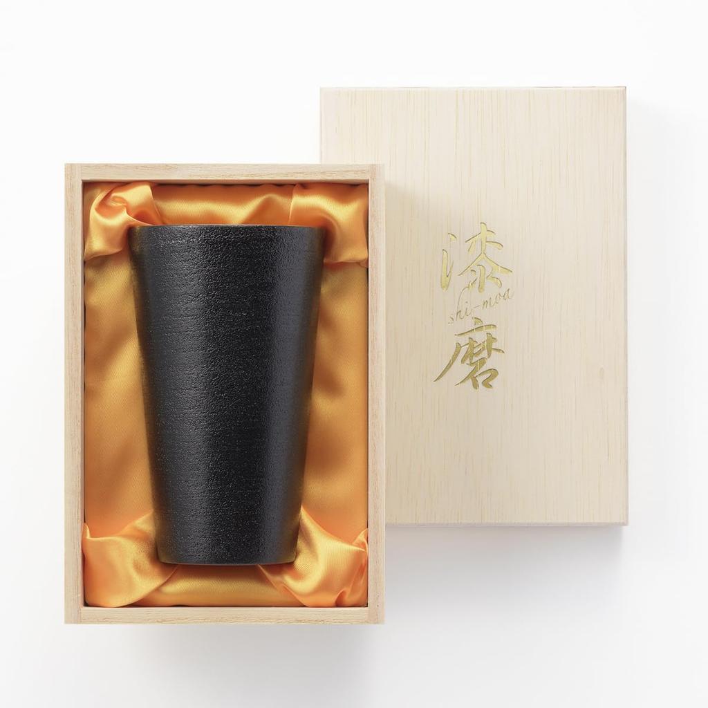 Tsubame Yamanaka Lacquer Straight Glass Double Walled Lacquer X 300cc Eco Bag Made In Vietnam Lacquer Made In Japan J-kitchens-bag Oboro/Black 7.5cm