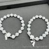 2025 Exquisite Sterling Silver Lotus Bracelet with Crystal White Cat Eye Beads - Luxurious Women's Hand Jewelry