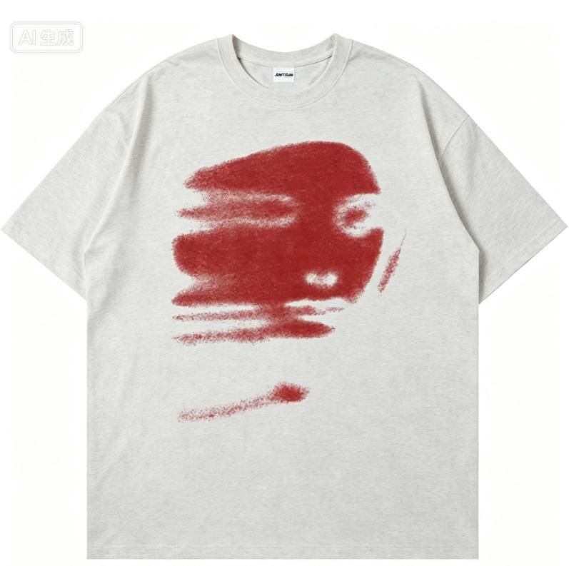 Unisex Blur Abstract Portrait Graphic T Shirt White Oversized Short Sleeve Art Streetwear Tops