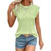 T-shirt a gilet casual da donna, scollo rotondo, jacquard, manica corta, geometrica