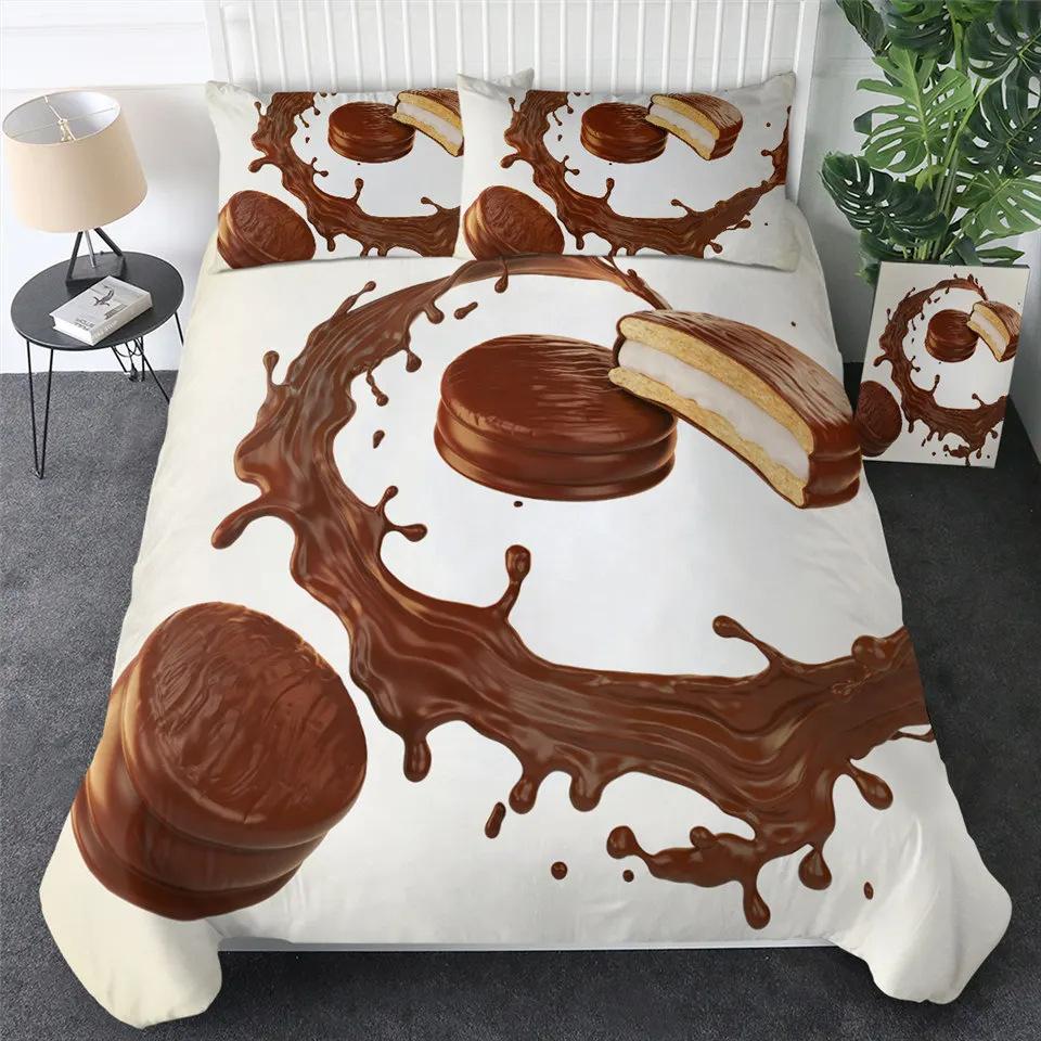 Gourmet Pancake Pattern Duvet Set Fun Three-Piece Set Suitable For Boys And Girls