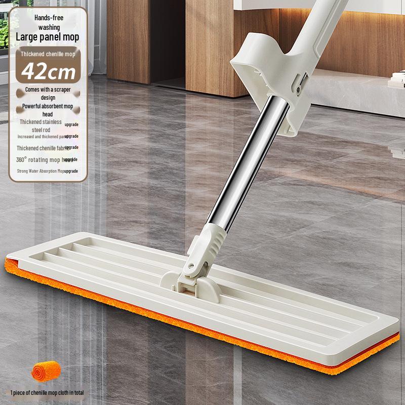 

One-Swipe Absorbent Floor Mop & Cloth - Wet/Dry Use, Flat Mop for Easy Cleaning As shown