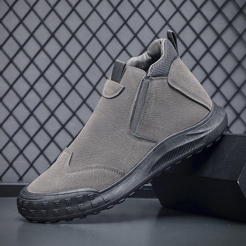 2025 Autumn New Men's High-top Board Shoes Construction Site Tooling Shoes Wear-resistant Labor Insurance Shoes Men's Shoes One-pedal Men's Shoes