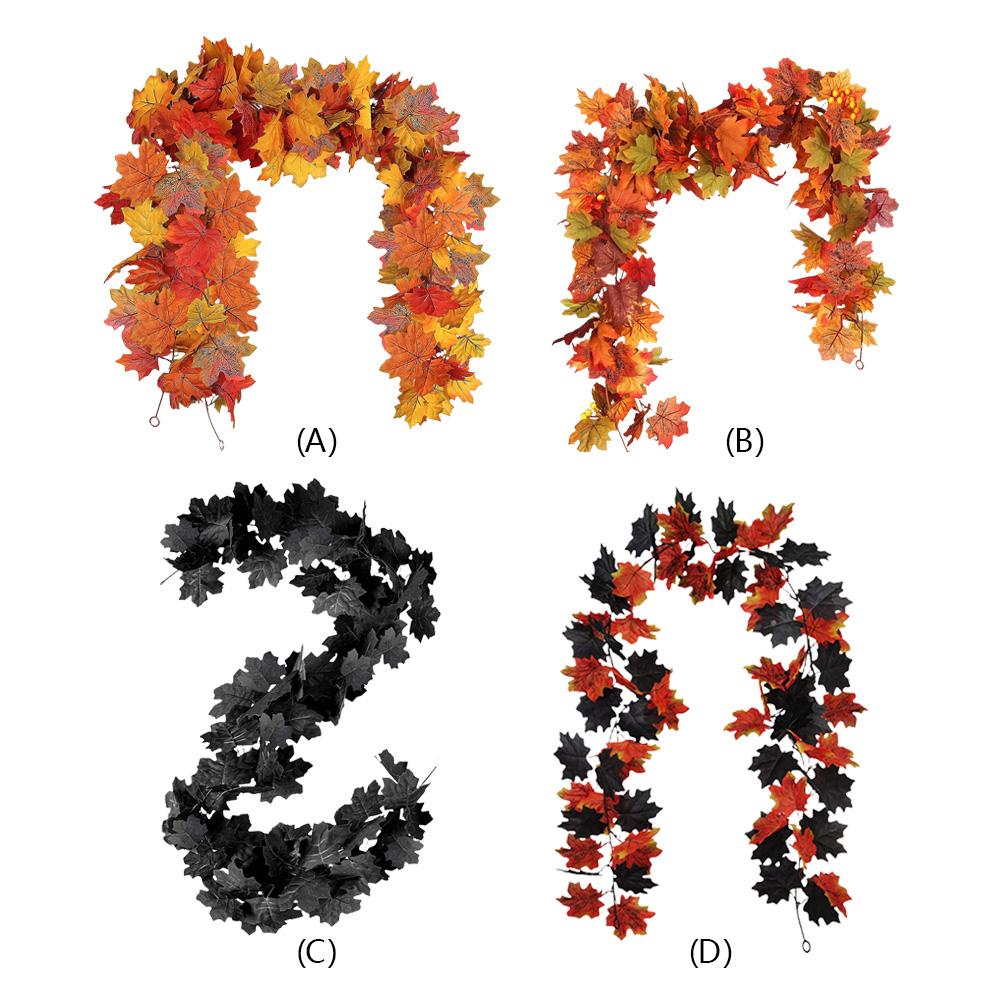 1,7 m Sztuczny Girlanda z Liści Klonu Wiszące Pnącza Liść Klonu Jesienna Girlanda Ślubne Święto Dziękczynienia Dekoracja Kominka