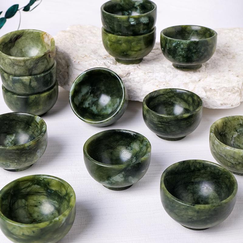 Natural Xiuyu Jade Teacup - Jade Wine or Tea Cup Ornament for Home Decor