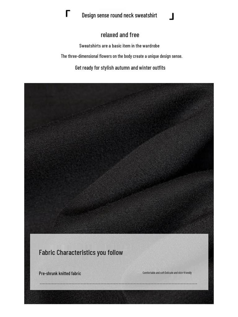 Tachic Women's 3D Floral Drop-Shoulder Sweatshirt