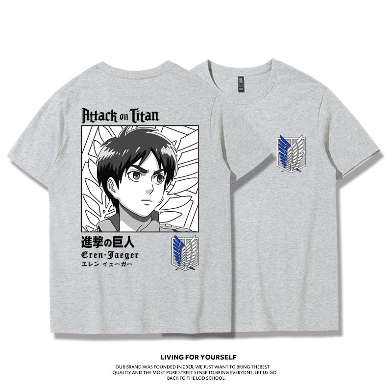 Attack Giant T-shirt Wings of Freedom Alan Mikasa Livel Soldier Anime 100% Cotton Short Sleeve Men's Fashion