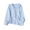 Women's Retro Lazy Vertical Striped Hooded Shirt for  2025 Versatile Loose Long-sleeved Top Sun Protection Jacket