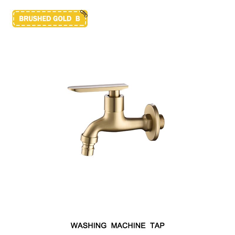 Mosiężny kran do pralki Kran ogrodowy zewnętrzny Szczotkowane złoto Montowany na ścianie G1/2 Kran do basenu na mopa Kran tylko do zimnej wody