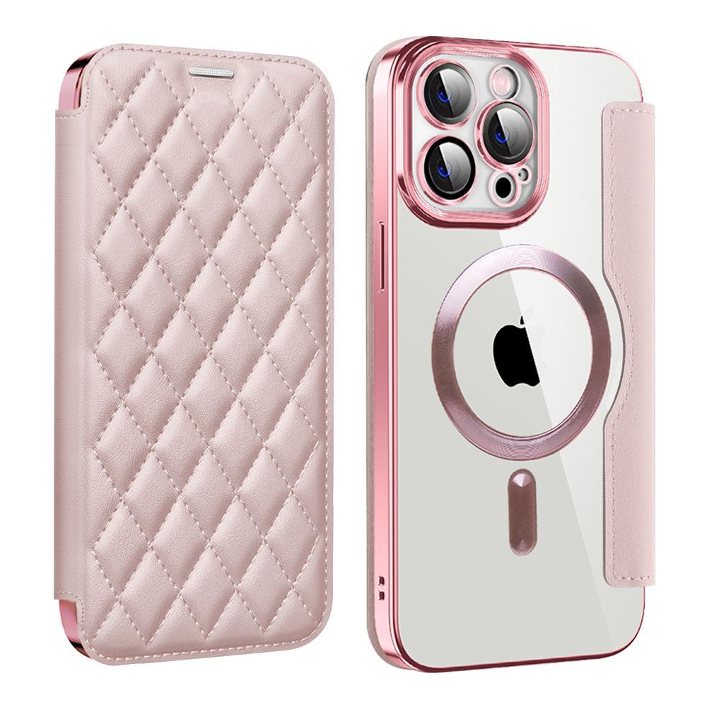 Applicable to Apple 11Promax mobile phone case Magnetic electroplating clamshell leather case S11ultra lens film protective case