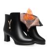 Mom Cotton Shoes Autumn and Winter New Mid-heeled Boots Velvet Leather Shoes Warm High-heeled Short Boots Women's Skirt