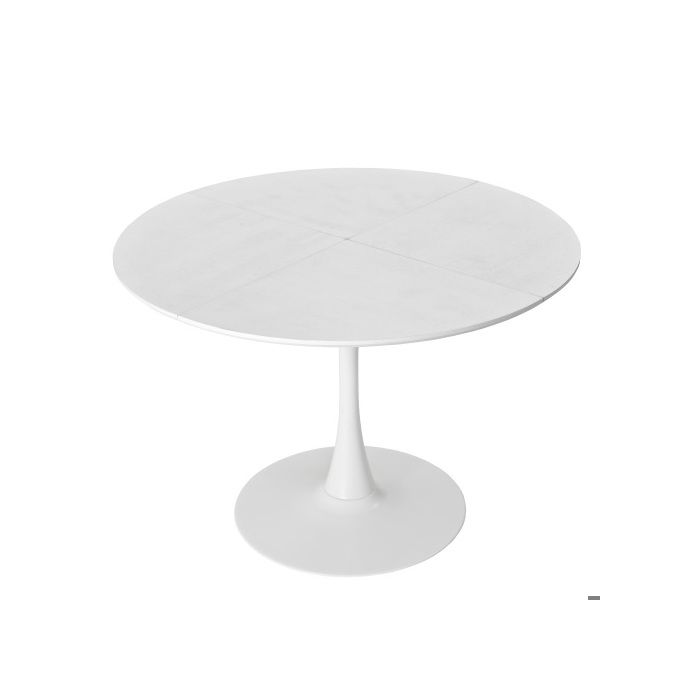 Table À Manger Ronde - MUVOE - 47,24 Pouces - Bois Massif - 4 Places - Blanc