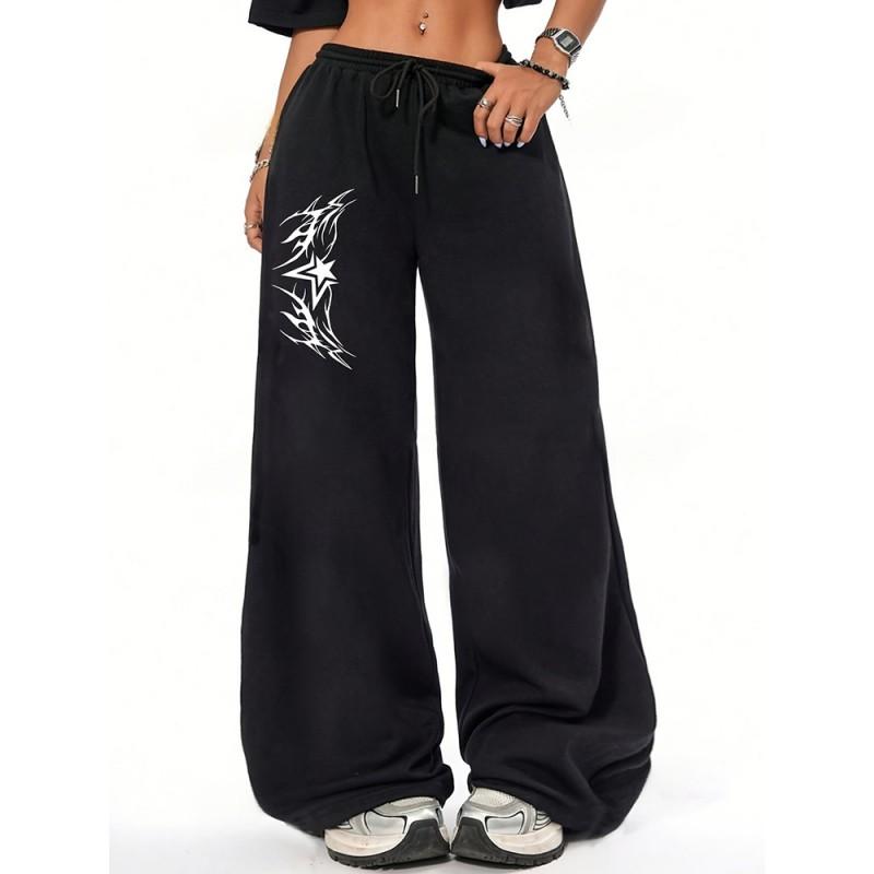 Womens High Street Hip Hop Loose Straight Leg Casual Pants