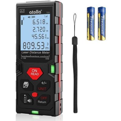 Digital Laser Rangefinder 60M.Atolla Laser Meter with 2 Spirit Levels and Mute Function.Auto-calibration and Continuous Measurement.[11]
