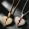Explosive Hip Hop Heartbreak Shape Pendant with Copper Inlaid Zircon for Men and Women Couple Street Style Necklace Jewelry