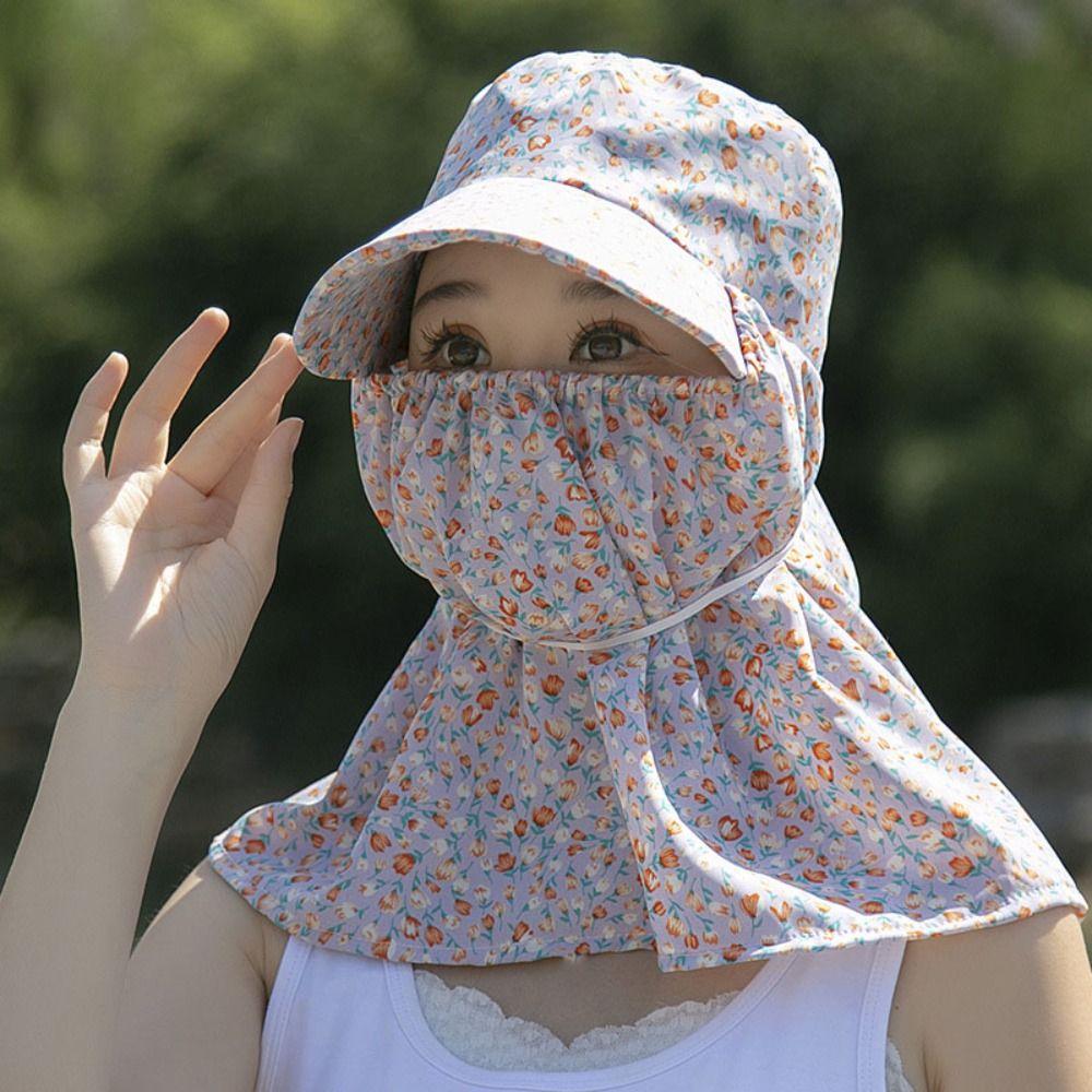 Sun Protection Women Sun Hat Ear Flap Tea Picking Hat Casual Neck Protective Cover Cap  Climbing