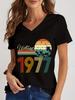 Unisexs Tshirts 1975 Graphic Vintage 1970 To 1979 Casual Vneck Harajuku Fashion Vneck Summer Aesthetic Retro Shirts Female