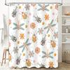 Vibrant Bug Floral Shower Curtain Home Bathroom Decor Waterproof Fabric Yellow Pink Red White Green