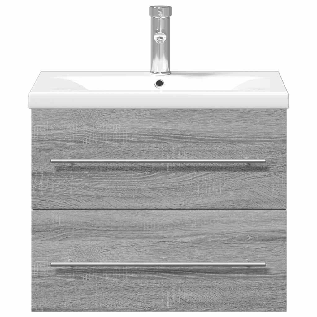 Bathroom Vanity Unit with Built In Basin Grey Sonoma Oak