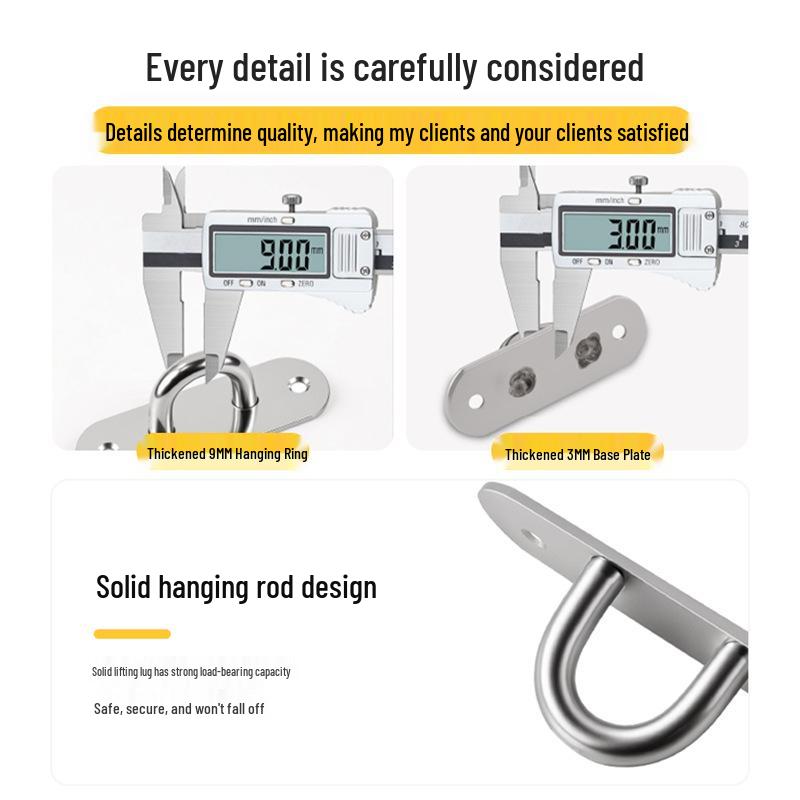 Heavy-Duty Stainless Steel Ceiling Hook with Pull Ring for Fans