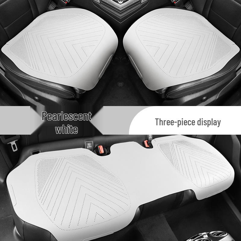 Universal Suede Car Seat Cushion Set - All-Season, Three-Piece, Summer-Ready, Thin Cushion with Lumbar Support.