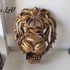 Decorative Wall Mount for Store Lion Sculpture Resin Retro Bronze Art 3D Animal Head Home Ornament Figurine Hollow Hanging Pendant Indoor