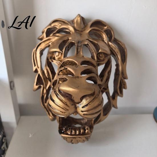 Decorative Wall Mount for Store Lion Sculpture Resin Retro Bronze Art 3D Animal Head Home Ornament Figurine Hollow Hanging Pendant Indoor