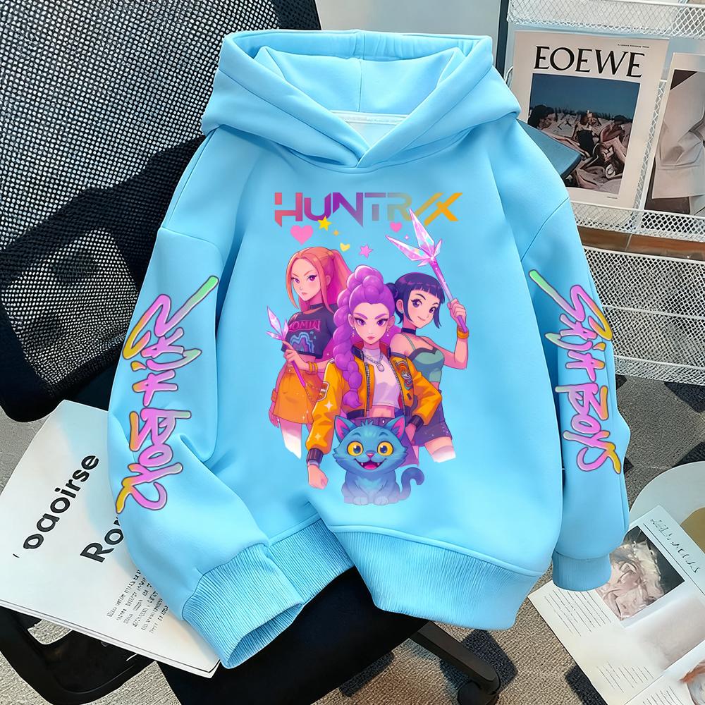 Anime K-Pop Girls Witch Hunter Hoodie Harajuku Hip Hop Pullover Sweatshirt Unisex Kids Lettering Sportswear Fashion