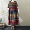 Short Sleeve Plus Size Cotton Vintage STRIPE New In Dresses for Women Casual Loose Long Summer Dress