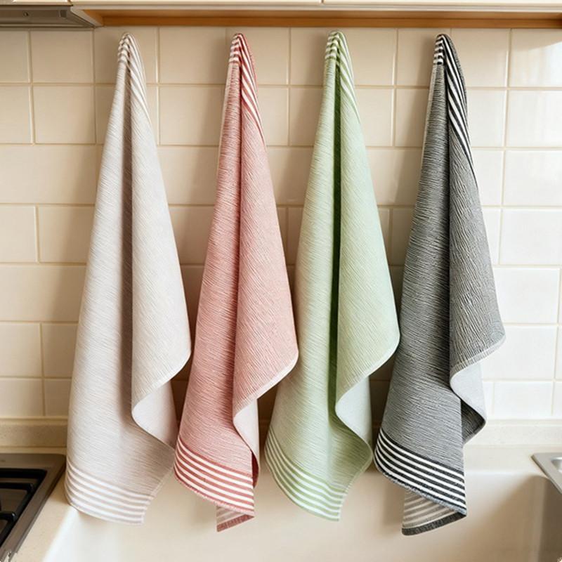 1Pc 45x65cm Nordic Simple Style Cotton Striped Table Napkin Kitchen Tea Towel Scouring Pad Dishwashing Cloth