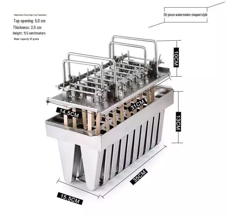 20-Piece Stainless Steel Ice Cream Popsicle Mold Set: DIY Homemade 30 Molds, 40 Pieces, 10 Sticks