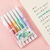 6Pcs/Kit Double Head Fluorescent Highlighter Pen Markers Pastel Drawing Pen for Student School Office Supplies Adorable Stationery