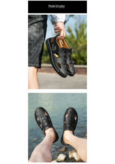 Men's Breathable Stitched Beach Sandals - Wear-resistant Outdoor Sports Style, Big Size Shoes