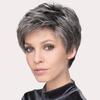 Short Curly Wig - Gray White Wig With Side Bangs, Heat Resistant Synthetic Hair