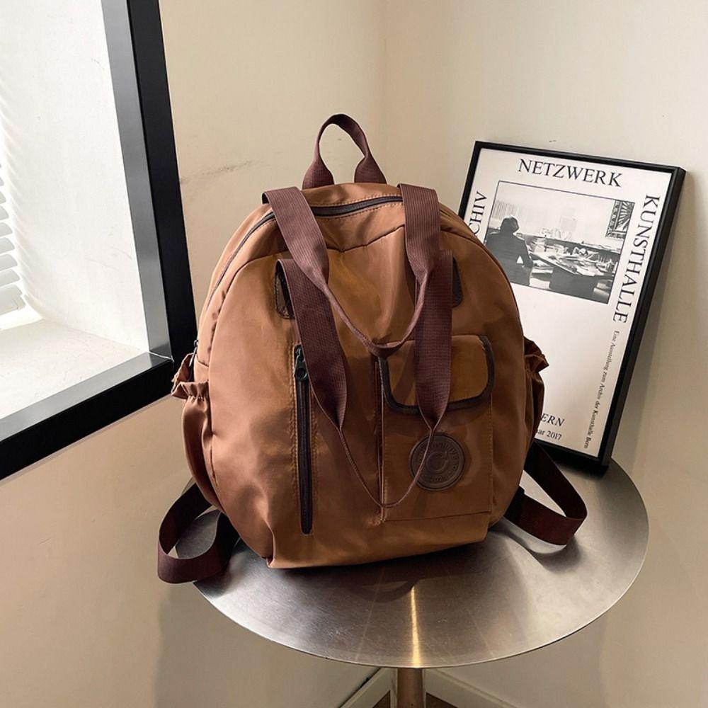 Solid Color Round Shape Shoulder Bag Large Capacity Fitness Bag Swimming Nylon Backpack  Outdoor