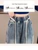 Dames Plus Size Losse Jeans met Hoge Taille en Wijde Pijpen, Slank Makende Student Fit