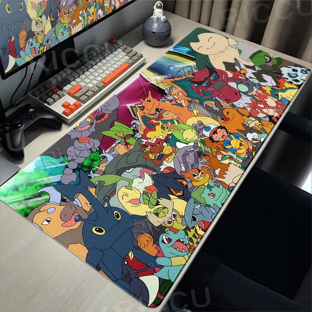XXL Mouse Pads Pokemon Family Pattern Gamers Computer Large Offices Desk Mousepads Laptop Table Mat Gaming Keyboard Rubber Rugs