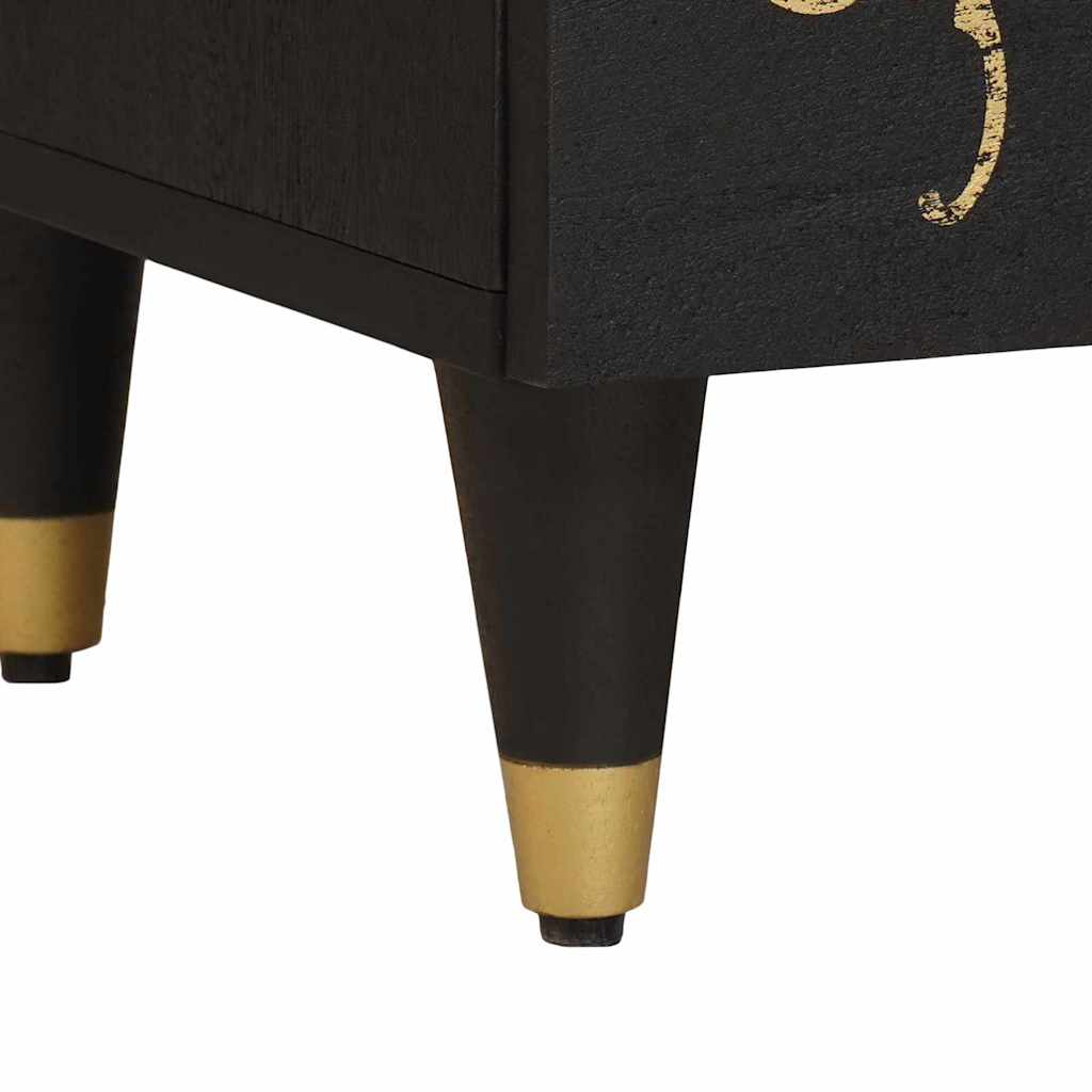 Nightstand with Door Black 40 x 33 x 46 cm Solid Mango Wood
