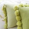Home Decoration Knitting Cushion Cover Mint Green Tassel Pillowcover Modern Sofa Living Room Waist Pillow Bed Head Round Pillow