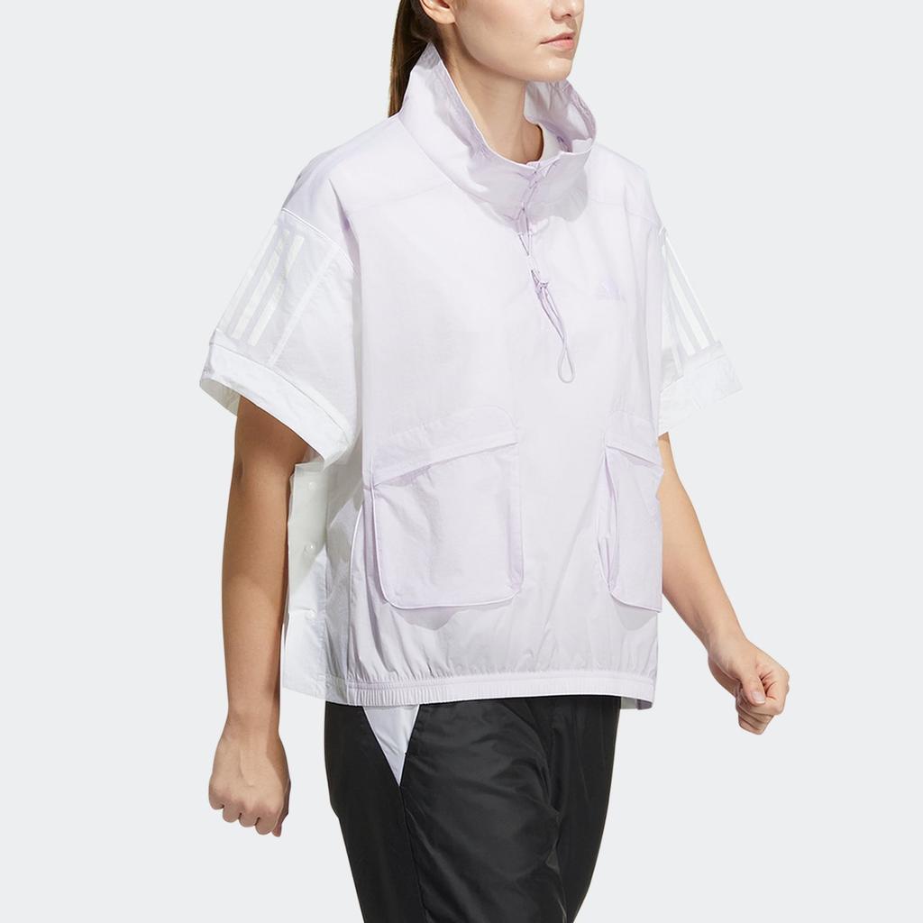Adidas Versatile Casual Comfortable Short Sleeve Jacket Women Jackets Light-Purple White HF2474